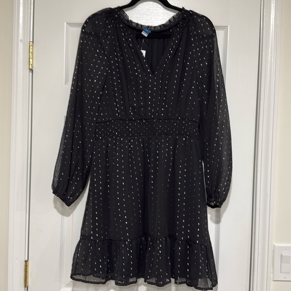 NWT Mini Dress- black with metallic detailing